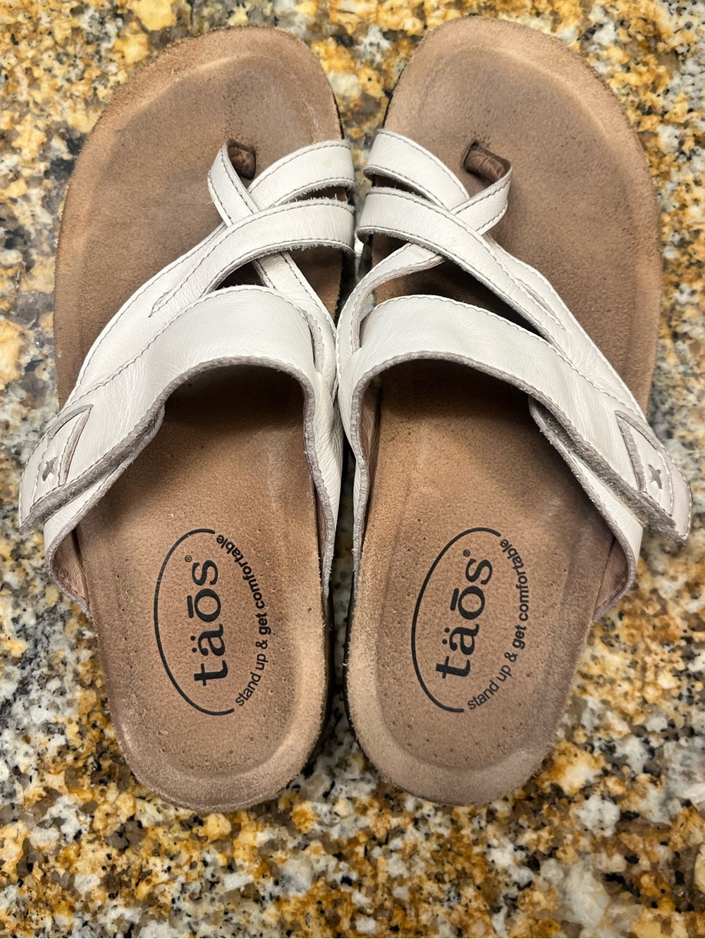 The Perfect Sandall by Taos White Leather Adjustable Strap Sandals Pre ❤️